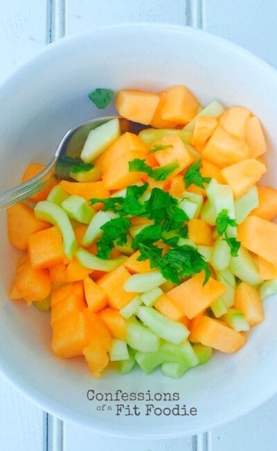 Cucumber-Cantaloupe Salad - The 21 Day Fix Recipe is on ConfessionsOfAFitFoodie.com