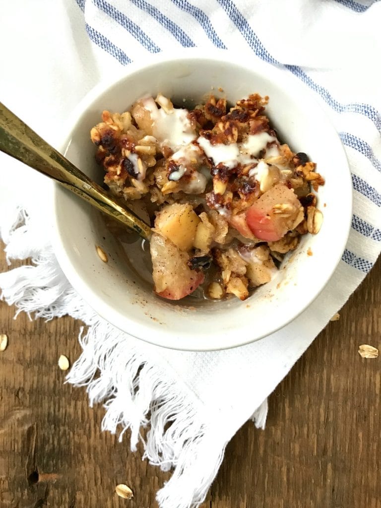 A close up shot of Healthy Instant Pot Apple Crisp 