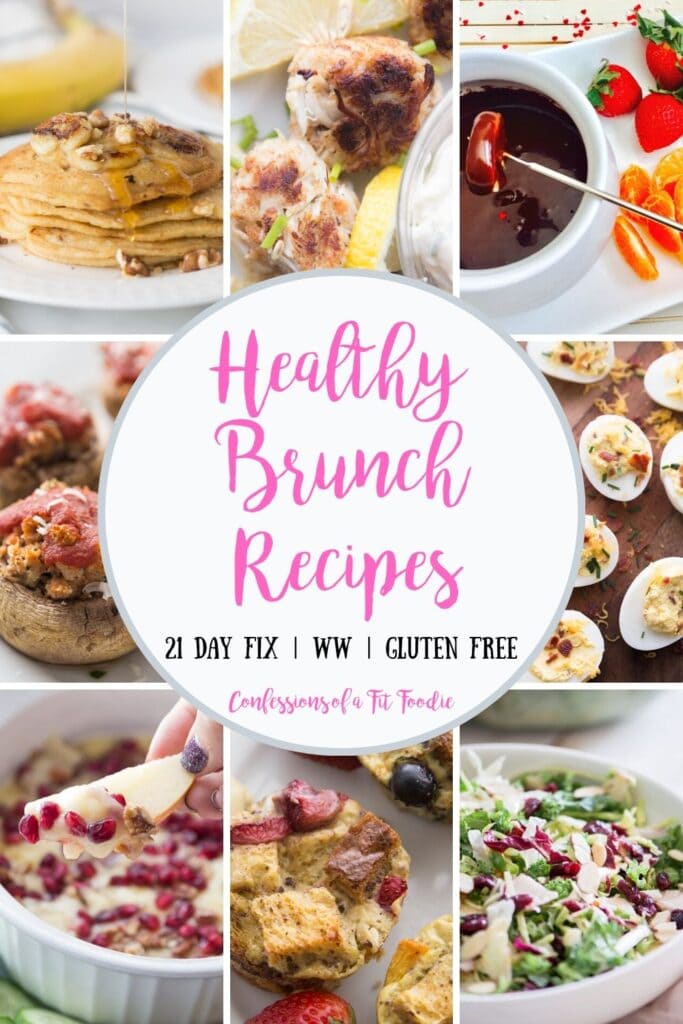Food photo collage with pink and black text | Healthy Brunch Recipes