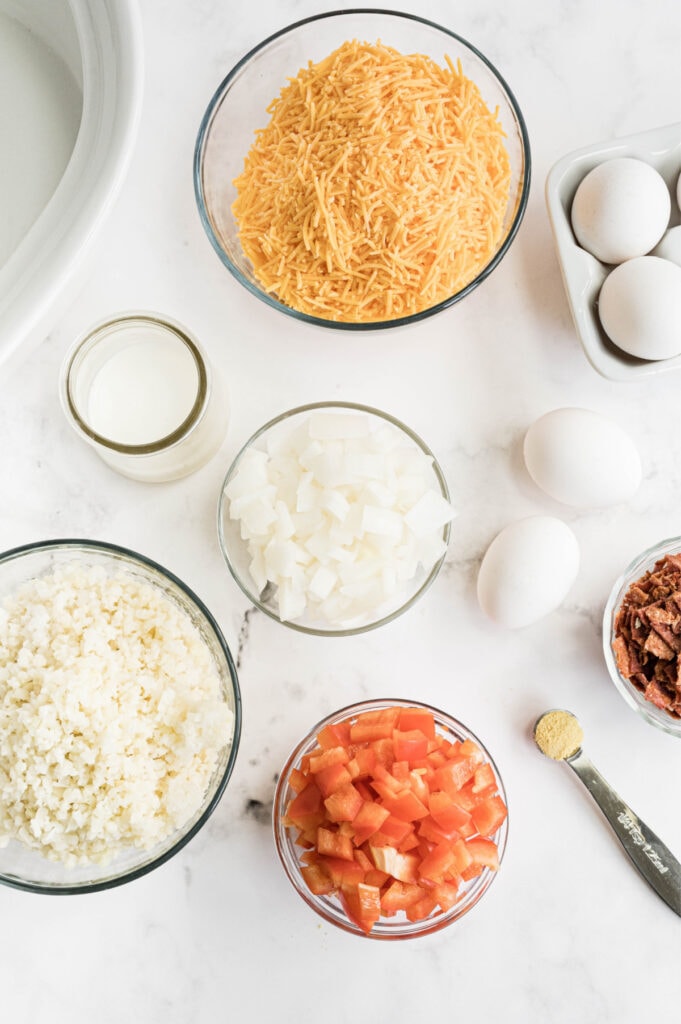 all the ingredients needed for low carb egg casserole