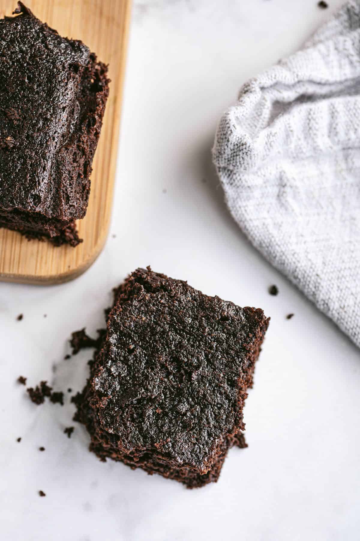 Overhead shot of healthy homemade brownies.