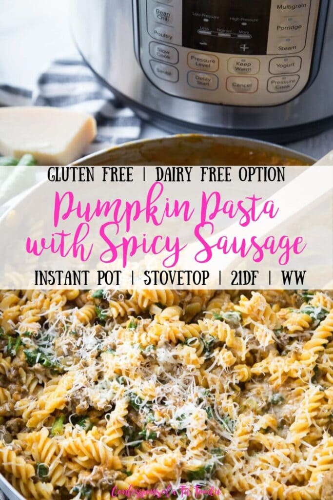 Pinterest Image Pumpkin Pasta with Spicy Sausage