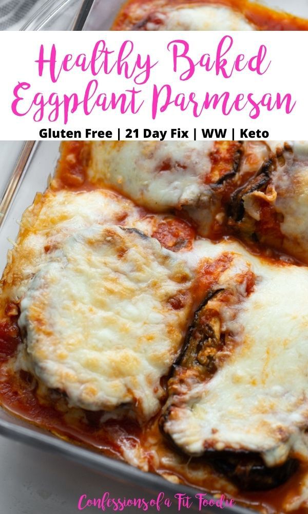 Pinterest image of Healthy Baked Eggplant Parmesan