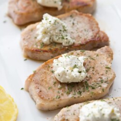 21 Day Fix Pork Chops with Goat Cheese Butter | Confessions of a Fit Foodie