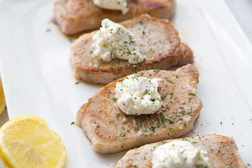 21 Day Fix Pork Chops with Goat Cheese Butter | Confessions of a Fit Foodie